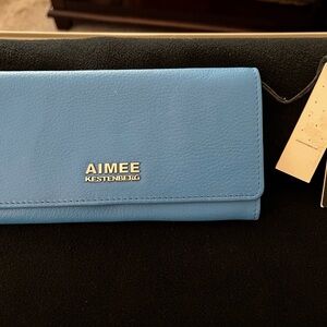 Aimee Kestenberg Sky Blue Pebbled Leather Continental Wallet